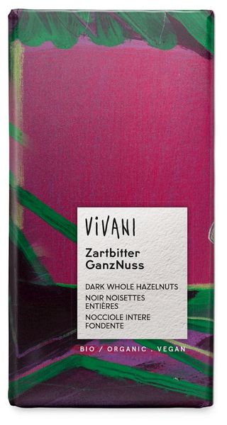 CZEKOLADA GORZKA Z CAŁYMI ORZECHAMI BIO 100 g-VIVANI