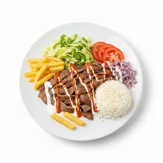 Piatto kebab con riso