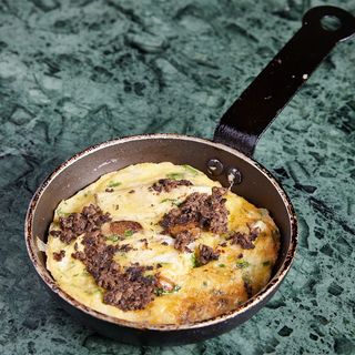 Provencal omelette with porcini mushrooms and fresh grated truffles