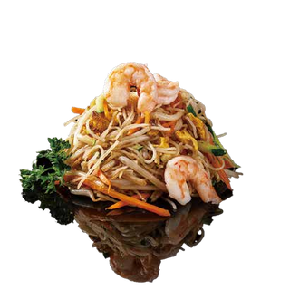 225. Spaghetti di riso con gamberi e verdure