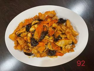 93 Панирана бяла риба с печурки