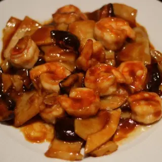 106. Gambas con bambú y setas Chinas