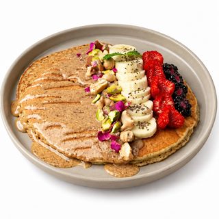 Pancake aux flocons d'avoine, amlou, fruits