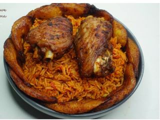 JOLLOF RICE + BIG TURKEY  + PLANTAIN 
