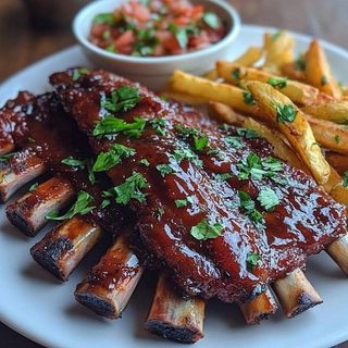 Goat ribs with chips