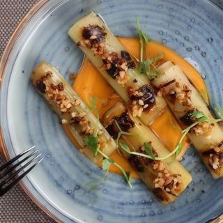 Ensalada de puerros confitados