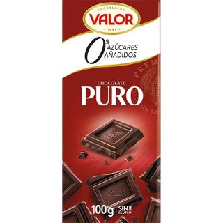 Tableta Chocolate Puro Valor (100 Gr.) 0% azucar añadido