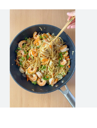 Tallarines con gambas