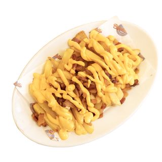 Patatine fritte con cheddar e guanciale