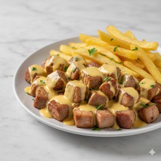 Raxo De Cerdo Con Salsa De Queso