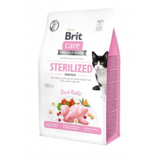 Brit Care Cat Grain Free Sterilized Sensitive, 0.4 кг - сухий корм для стерилізованих котів з чутливим травленням зі смаком кролика, 0.4 кг