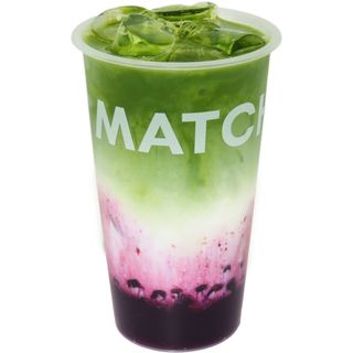 Blueberry matcha latte