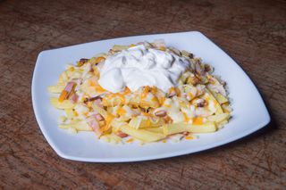 Cheddar cheese French fries 