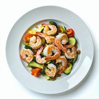 325.Gamberi e verdure miste