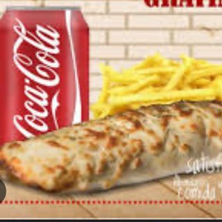 Menú durum gratinado solo carne salsa blanca y salsa barbacoa 