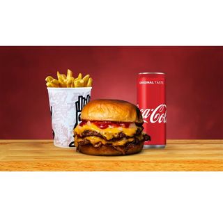 BIG NYC smash double + pomfrit + Coca Cola