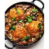 Stewed chicken with mushrooms