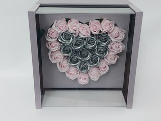 CUTIE LUX ARGINTE CU CAPAC STIPLEX INIMA INTERIOR ROZ PAL SI ARGINTIU