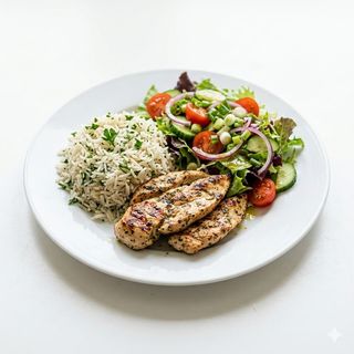 Plato De Arroz y Ensalada