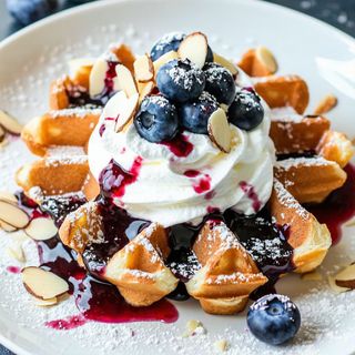 Gofr z owocami i bitą śmietaną