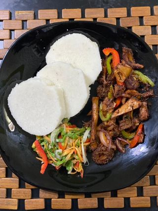 Matumbo Dry Fry with Ugali White