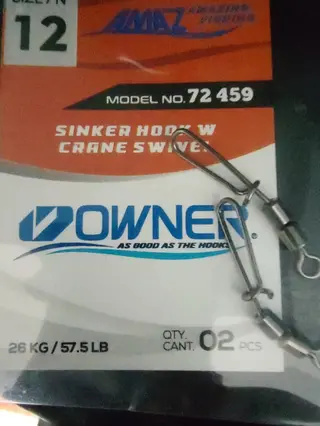 Owner sinker hook with crane swivel nr 12