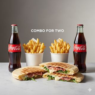 Combo = 2 panini a scelta + 2 patatine a scelta + 2 bibite a scelta