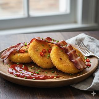 Кашкавалчета в бекон със сладко чили сос