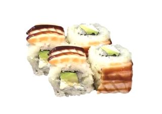 91.Uramaki De Aguacate Con Queso Y Salmón Flameado (8 Uds.)