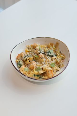 Фетучини с креветками 