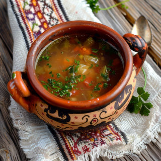 Ciorba de loboda cu legume și leustean