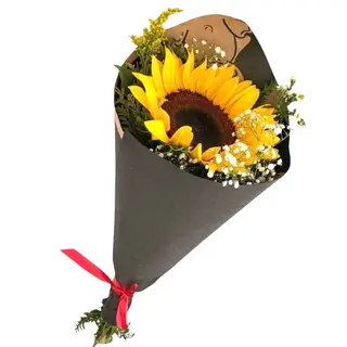 Ramo de 1 Girasol con verdes.