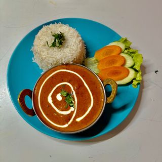 Prawn Curry with Rice  Chapati