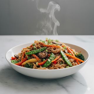 Spaghetti di riso con verdure