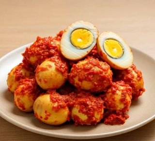 Ovos Cozidos em Molho de Guisado