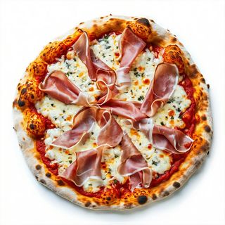 Pizza 4 formaggi e prosciutto crudo