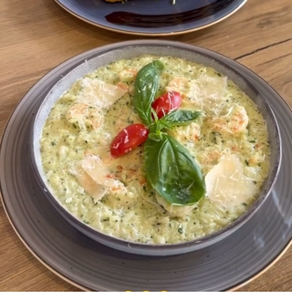 Risotto crevettes pesto