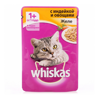 Влажный корм WHISKAS® для кошек, желе с курицей и индейкой, 75г  4660085514005