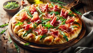 Focaccia cu prosciutto crudo si rucola
