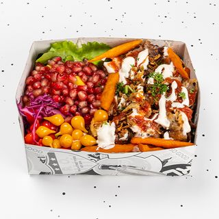 Steak Kebab Over Sweet Potato