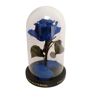 Cúpula De Cristal Con Rosa Eterna Azul