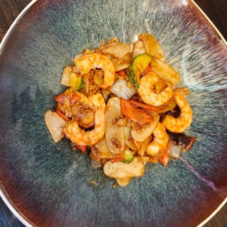 135.Gnocchi di riso saltati con gamberi