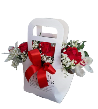 Floral simphony in geanta decorativa alba