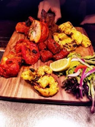 Mixed chicken, lamb, prawn