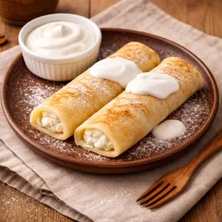 Млинці з сиром, родзинками та сметаною (200/30г)
