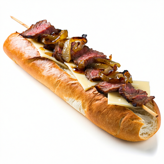 Bocadillo De Pinchito Con Queso Y Cebolla