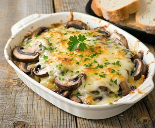 Ciuperci gratinate cu cascaval