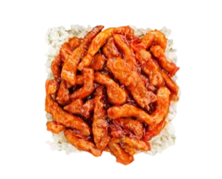 Orez gătit la aburi cu carne de porc în sos de ananas