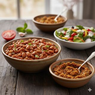 Боб с лютеница