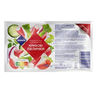 Крабові палички «Премія» продукт з сурімі заморожені (100г)